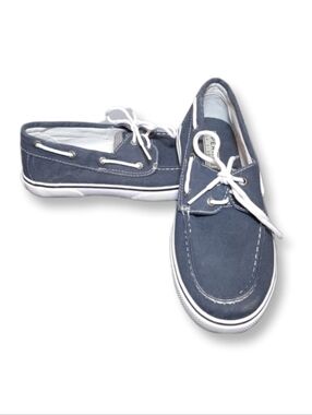 3/$20 Sperry Top-Sider Halyard 2-Eye Sneakers Boat Shoes Navy Blue Canvas